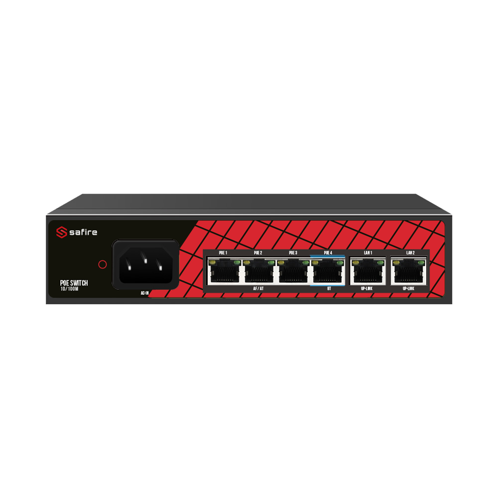 Switch 4 ports POE + 2 Uplink RJ45 SF-SW0604HIPOE-60